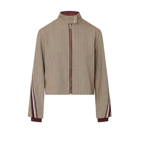 Giacca donna Liu-Jo navetta con tape bicolor brown rust strip E27LJ13 TF6146 T692A DDX06