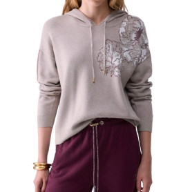 Felpa chiusa donna Liu Jo con cappuccio beige E27LJ17 TF6092 MS49I D3040