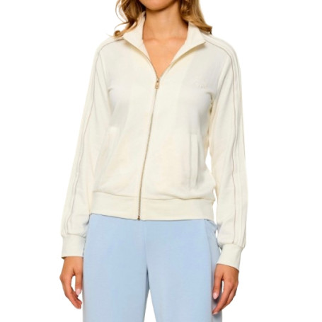 Felpa aperta donna Liu Jo con zip bianco lana E27LJ18 TF6052 F0778 D3023