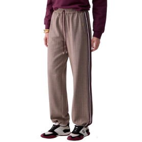 Pantalone donna Liu Jo in felpa lungo regular fit brown rust strip E27LJ19 TF6148 T692A DDX06