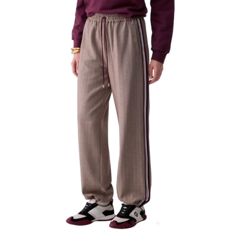 Pantalone donna Liu Jo in felpa lungo regular fit brown rust strip E27LJ19 TF6148 T692A DDX06