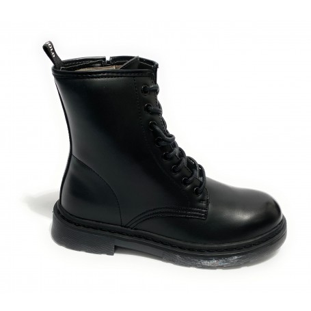Scarpe donna Gold&gold anfibio in ecopelle nero con fondo carrarmato D21GG22
