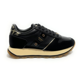 Scarpe donna Blauer sneaker pelle/ecopelle black/leopard D27BU05 F6MILLS01/LEL
