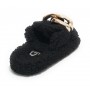 Scarpe donna Gold&gold pantofola in pelo sintetico sherpa nero D22GG04