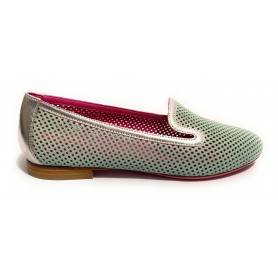 Scarpe donna BorboniQua ballerina traforata Marina in pelle verde/ silver DS21BB05