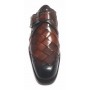 Scarpe Harris fibbia intreccio a mano largo moro e puntina oceano U17HA66