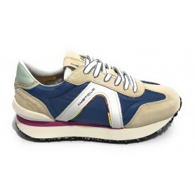 Scarpe donna Ambitious 12127W sneaker running in suede/ nylon bianco/ blu DS22AM05