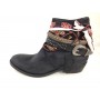 SCARPE  DONNA TEXANINO LAVORATO A MANO IN CAMOSCCIO NERO ECLIPSE H.MADE  D14PR02