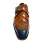 Scarpe Harris fibbia intreccio a mano largo moro e puntina oceano U17HA131