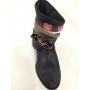 SCARPE  DONNA TEXANINO LAVORATO A MANO IN CAMOSCCIO NERO ECLIPSE H.MADE  D14PR02